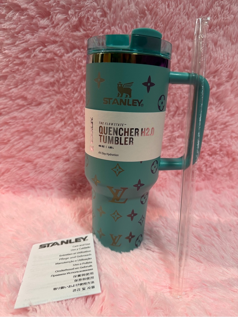 Stanley Teal Tumbler with Gold Accents